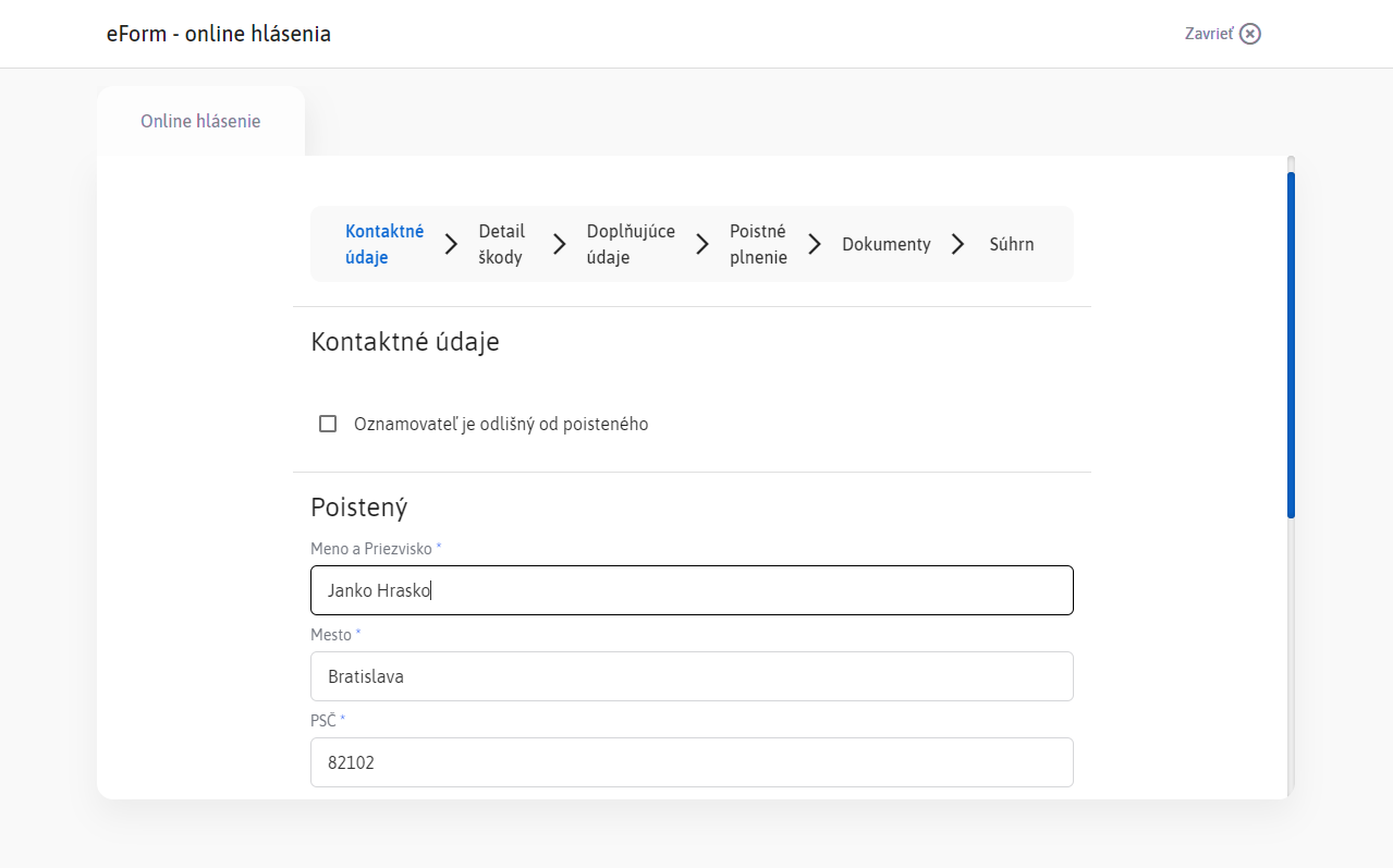 Guided eForm for insurance claims