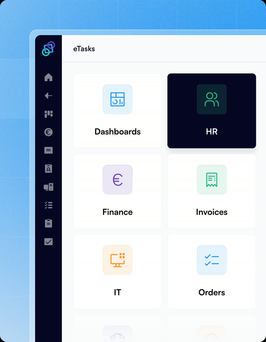 eTask portal with a tile per process
